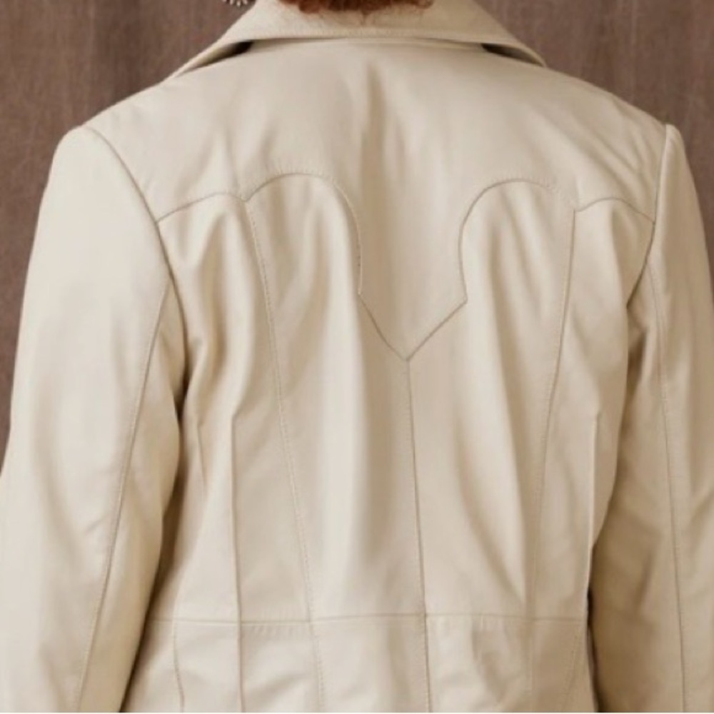 Double D Ranch buttery soft leather Bandit Trench Coat in Bone RTL $1295 L NWT - Picture 8 of 11